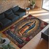 Virgin Mary Theme Crystal Velvet Rug Personalized Custom Name Text Soft Floor Mat Home Decor