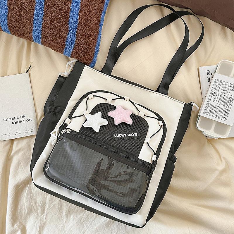 Large capacity Girl Messenger Bag Korean Joker Junior High School Students' Class Tutoring Handbag Leisure Joker Shoulder Bag.