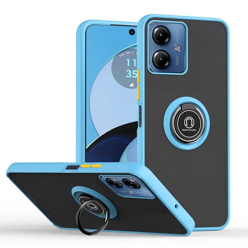 Armor Case For Motorola Moto G35 G55 G85 5G E14 G04S G04 G24 G84 G54 G53 Cover Ring Magnetic Holder Stand Coque Funda Shell Capa