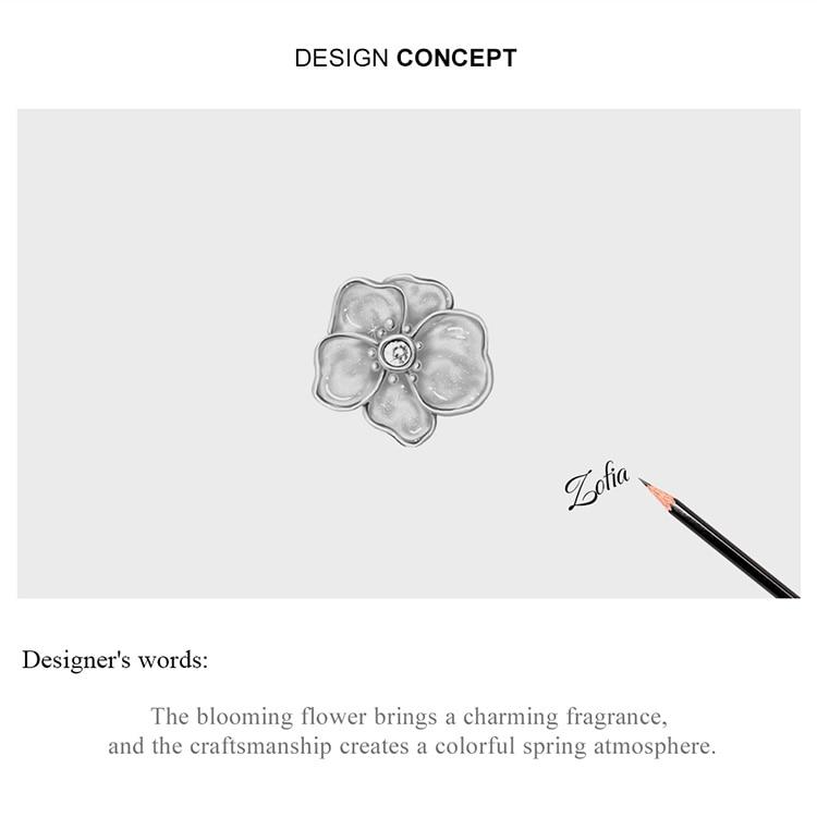 BAMOER Pink Flower CZ Metal 925 Sterling Silver Charm Stopper Bead pentru femei Brățară și brățară de marcă Bijuterii DIY