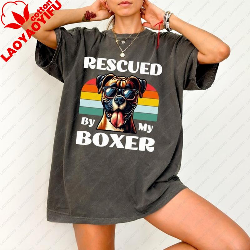T-shirt Cane Boxer Regalo Amante dei Cani Maglietta Mamma Cane Maglietta Salvataggio Regalo Mamma Papà Abbigliamento Donna Magliette Grafiche Harajuku Top Vintage