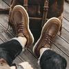 Fashion Leather Lace Up Outdoor Boots Warm Plush Winter Boots for Men Motorcycle Sneakers Boots Fashion New Brand Men's Casual Shoes