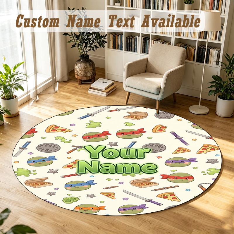 Round Rug Custom NameTeenage Mutant Ninja Turtles Pattern Non Slip Carpet Home Floor Decor