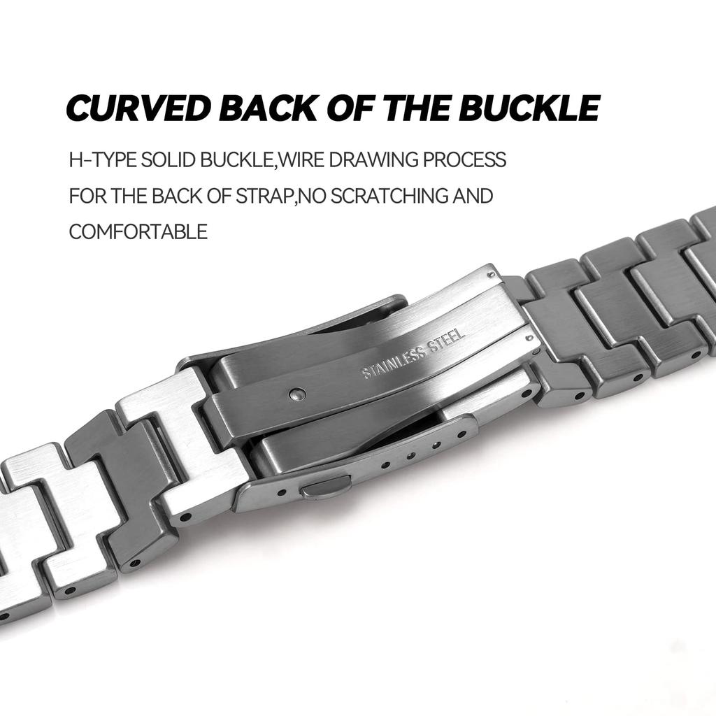 Korlexchi 316 Stainless Steel Bracelet Watch Band, Custom Metal Strap, Compatible with Casio and G-SHOCK Men's GM5600 and GM-5600B (Silver)