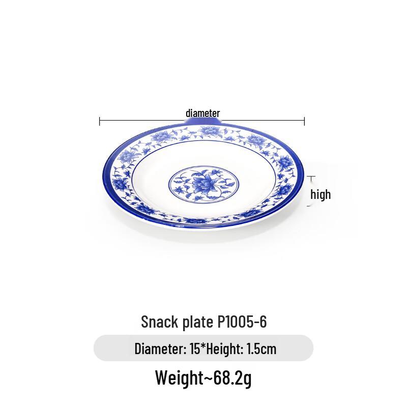Chinese A5 Melamine Blue & White Snack Plate