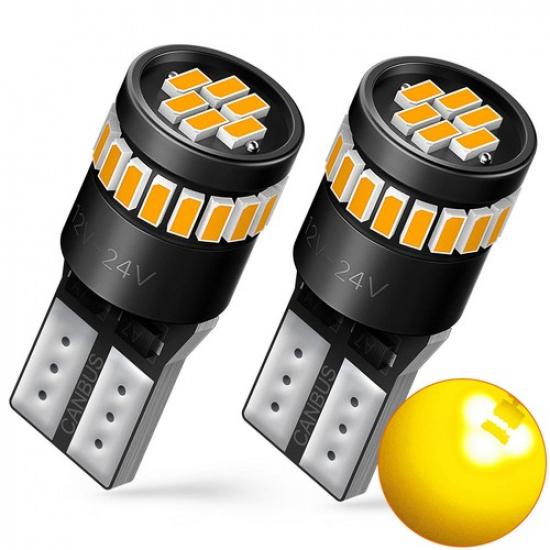 2x LED T10 Bulb 194 168 Side Light Marker Stepwell Lamp CANBUS Amber Yellow