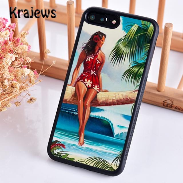 HAWAII BEACH SURF GIRL SURFING ART Phone Case Cover For iPhone 17 Air 16 15 14 Plus 12 13 Pro Max Coque Fundas