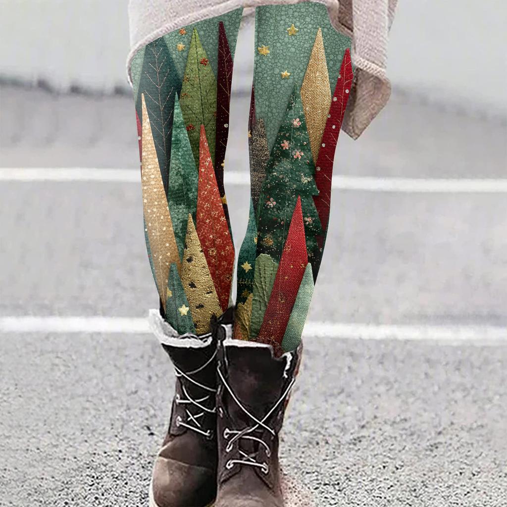 Women's Christmas Print Slim Fit Elastic Yoga Casual Pants