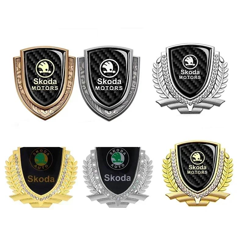 WMZW4 3D Car Window Sticker Exterior for SKODA Emblem Superb 3 Fabia 1 Kodiaq Octavia A7 A5 Karoq RS Yeti Side Decals Alloy Logo Badge