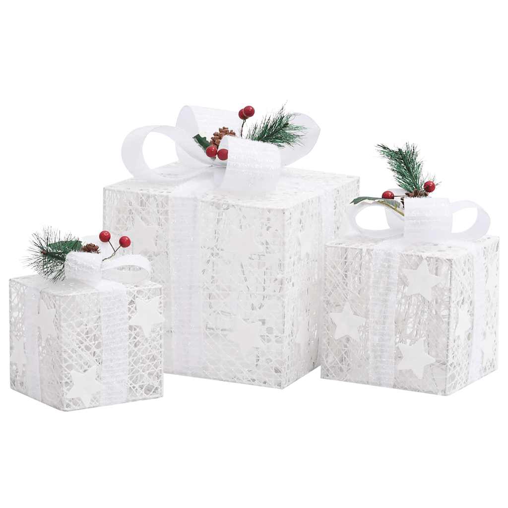 Gift Box Decoration Set 3 Pcs White for Indoor & Outdoor Use