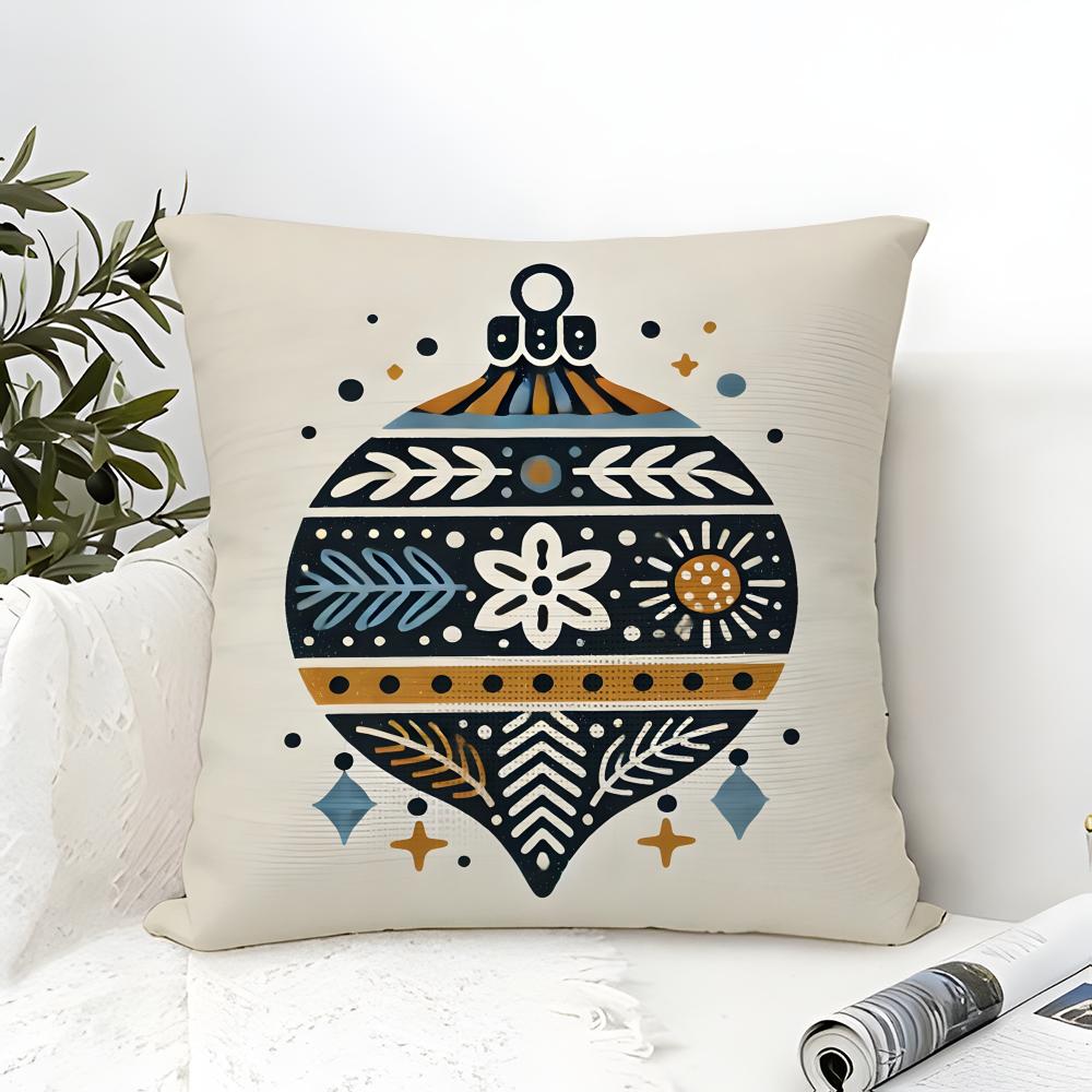 Colorful Snowflake Hexagonal Maple Print Pillow Case Cotton Linen Fabric Square Zipper Pillowcase Home Decorative Living Room