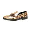 Fashion New Gold Silver Leopard Patchwork Tassel Patent Leather Brogues Shoes For Men Party Wedding Prom Flats Zapatillas Hombre