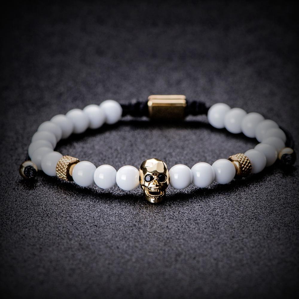 2026 White Bead Crown Bracelet Set Epoxy Roman Numeral Bracelet Set