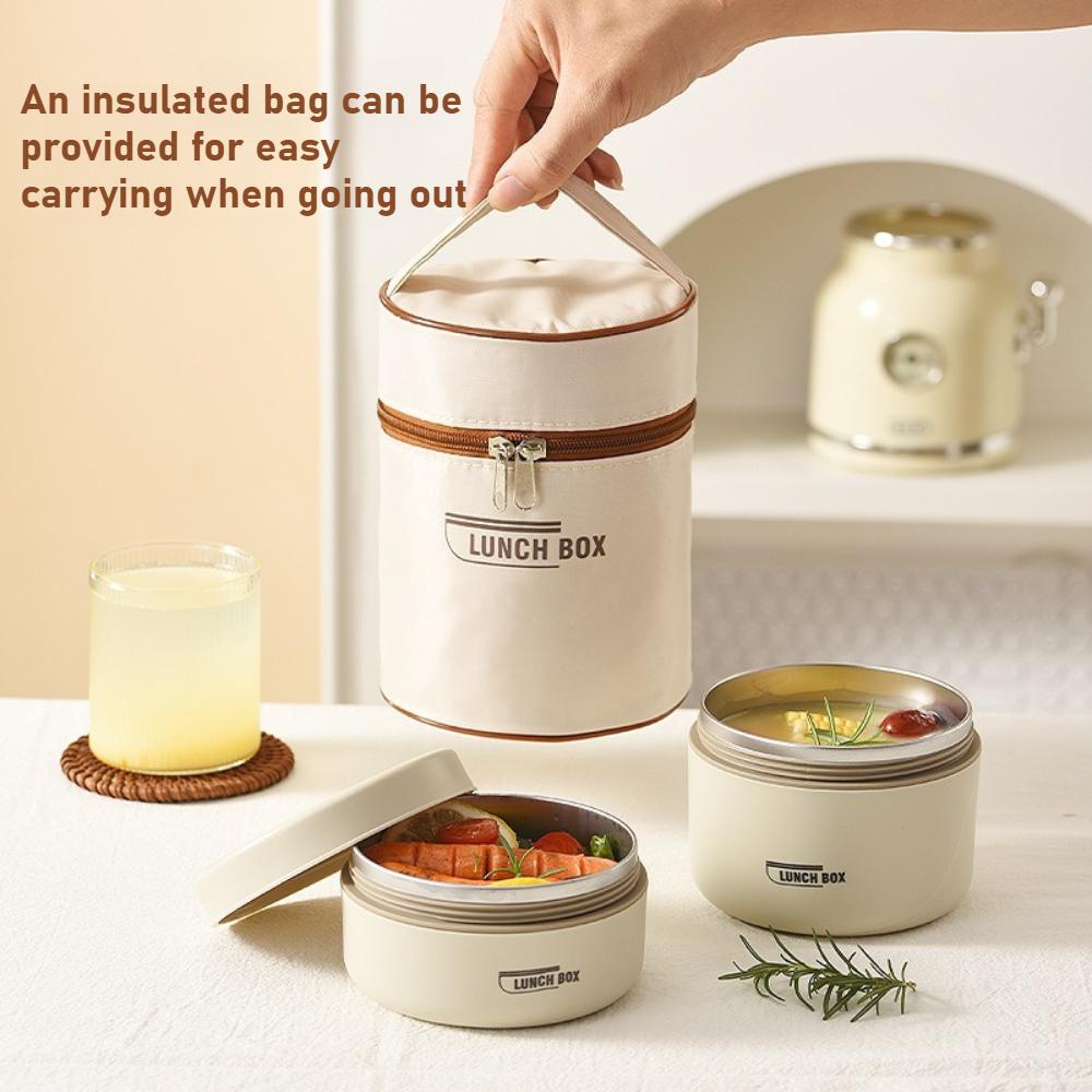 Stainless Steel Lunch Box Leak Proof Three Layer Snack Box Portable Insulated Food Lunch Container for Home Office Picnics