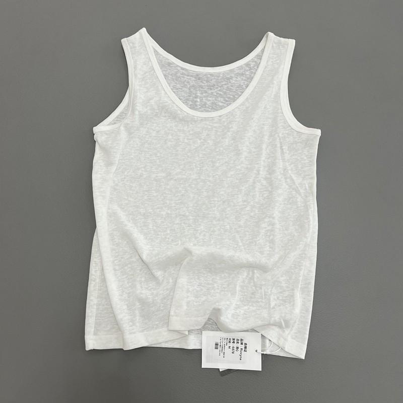 

Женский белый топ без рукавов с круглым вырезом - 70% хлопок, похожий на лен, супер дышащий, идеально подходит для лета Large белый