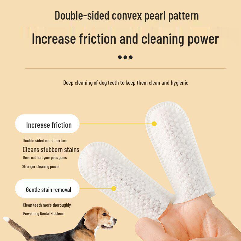 Pet Dental Finger Sleeves: Dog & Cat Toothbrush Wipes for Fresh Breath and Oral Cleaning.