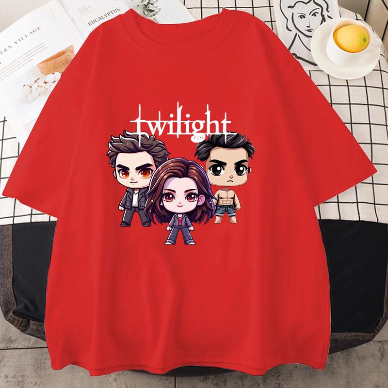 Nové Dámské Pánské Módní Tričko s Krátkým Rukávem Potisk Soumraku Ležérní Volné Letní Chladivé Tričko Topy