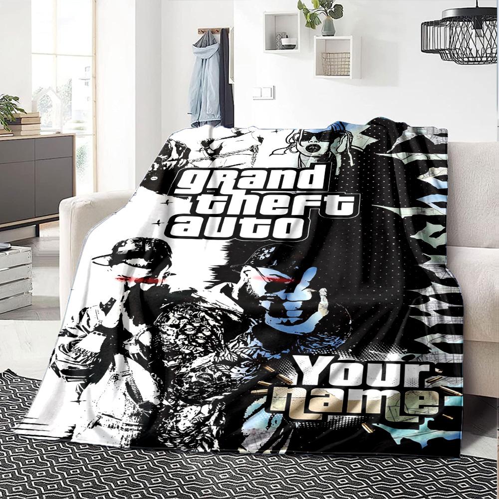 Gta Personalisierbare Textdecke Gemütliche Personalisierbare Decke Langlebiger Komfort für Sofa Büro Couch Picknicks Ganzjahres-Universal