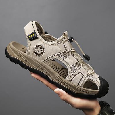 Men's Breathable Hiking Sandals Closed Toe Fisherman Style Rubber Sole Hollow Mesh Water Shoes Summer Outdoor Beach Casual Wear