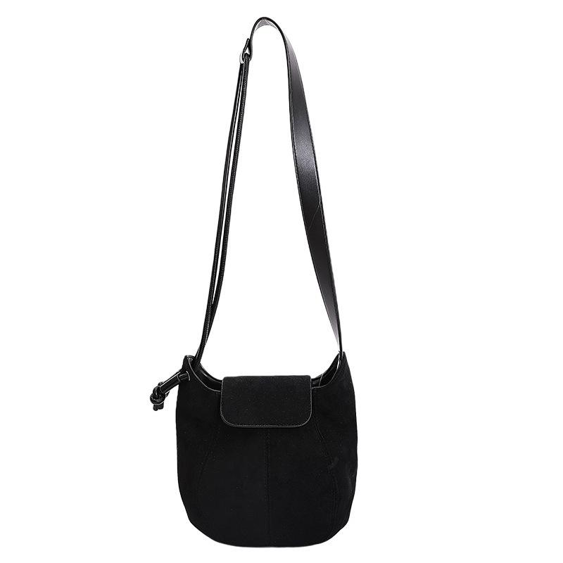 PU Suede Bucket Bag Women's Crossbody Shoulder Tote with Drawstring Closure Fashion Mini Handbag