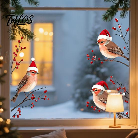 Spanish Christmas Decor Theme Static Sticker, Reusable Decorative Window Decals, Removable Transparent PVC Stickers Waterproof for Holiday Home