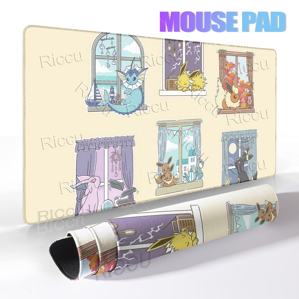 Mouse Pad Gaming Computer Accessories Eevee Pattern Mechanical Keyboard Rug XXL P-pokemon Desktop Carpet Kawaii Rubber Tablemats