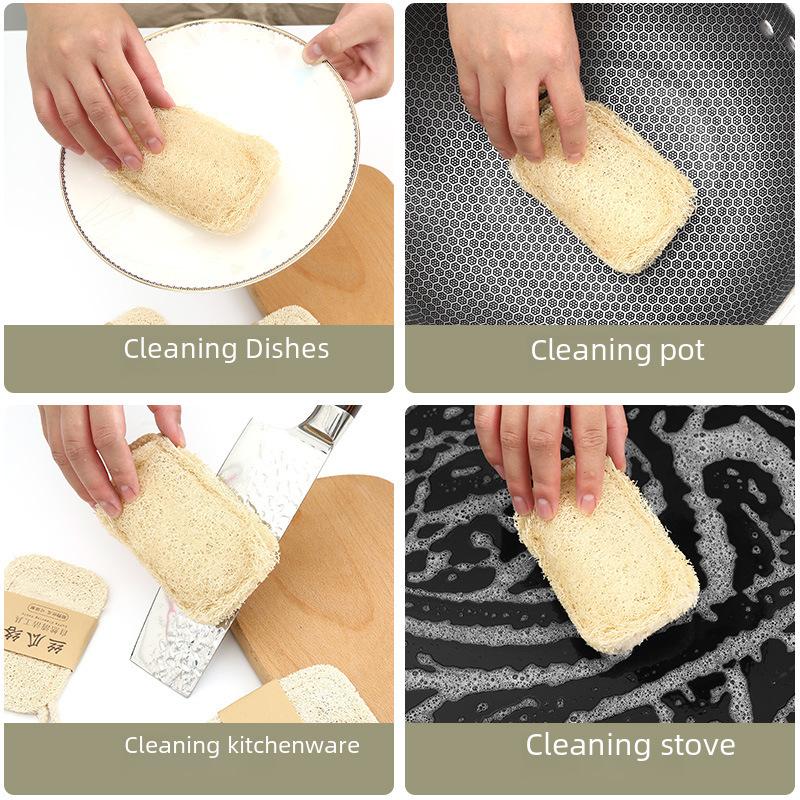 Natürlicher Luffa Spülschwamm, Küchenreinigungsschwamm für Geschirr, Töpfe und Pfannen, Umweltfreundlich und Kratzfrei