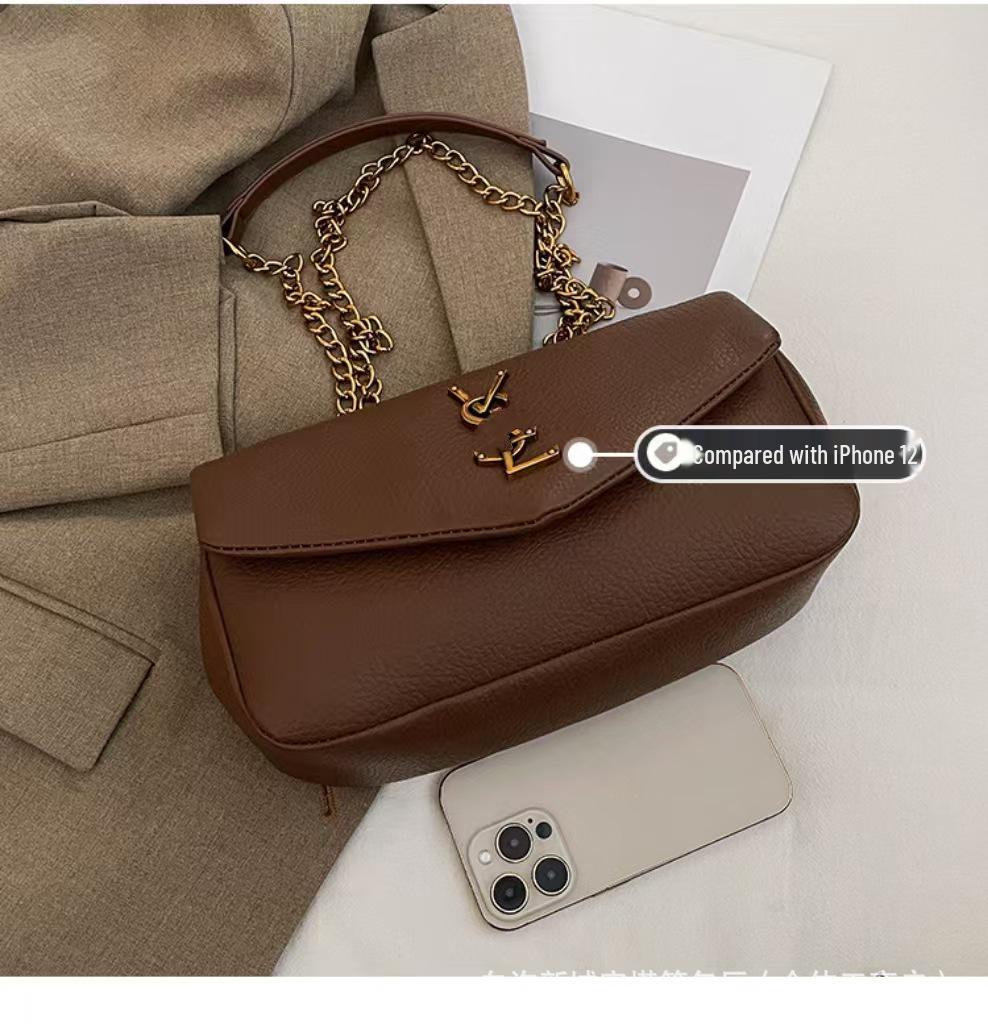 2025 Trendy Solid Color Texture Chain Shoulder Bag for Women