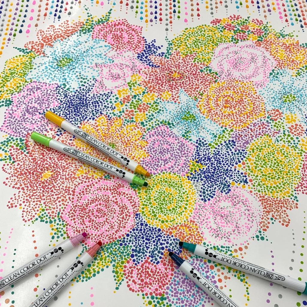 Kuretake Zig Clean Color Dot Water-Based Pens, 12-Color Set TC-6100/12V