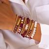 Fashion Letter Beaded Bracelet Set Women'S Multi-Layer Soft Pottery Stacked Bracelet Super Bowl Holiday Bracelet
