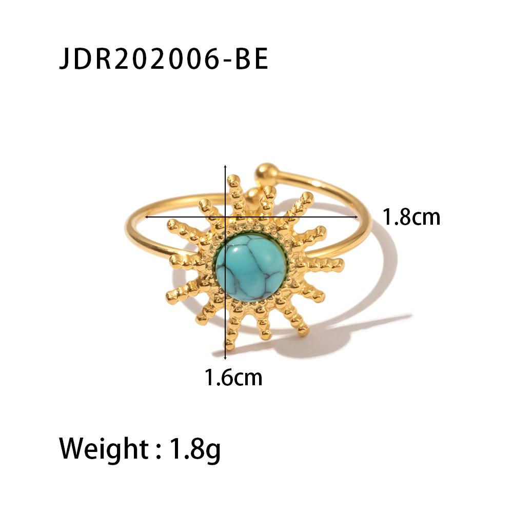 Youthway New Design Natural Stone Stainless Steel Ring Women Waterproof Stylish Golden Jewelry  New Set
