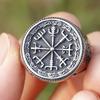 2023 Men's 316L stainless steel Viking Vegvisir Ring For Men  Amulet Scandinavn Jewelry free shipping