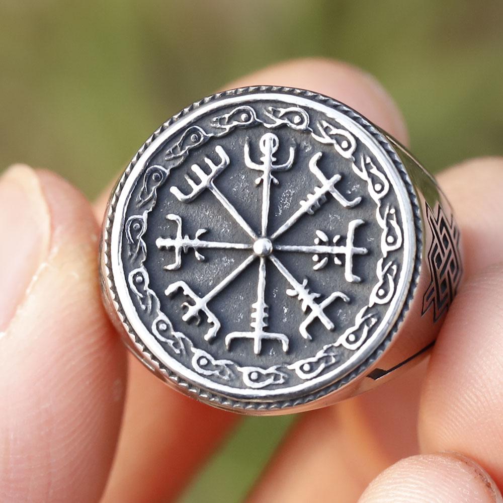 2023 Men's 316L stainless steel Viking Vegvisir Ring For Men  Amulet Scandinavn Jewelry free shipping