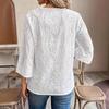 2026 Spring/Summer New Women's Loose V-neck Lace Embroidered Shirt White Top