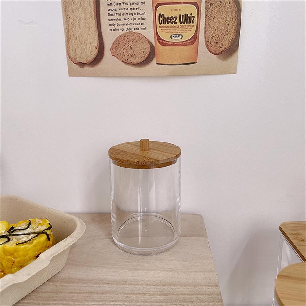 1/2 buc. Organizator de machiaj acrilic Cutie de depozitare pentru tampon de bumbac pentru tampoane de bumbac Tijă Organizator de bijuterii pentru cosmetice cu capac din bambus