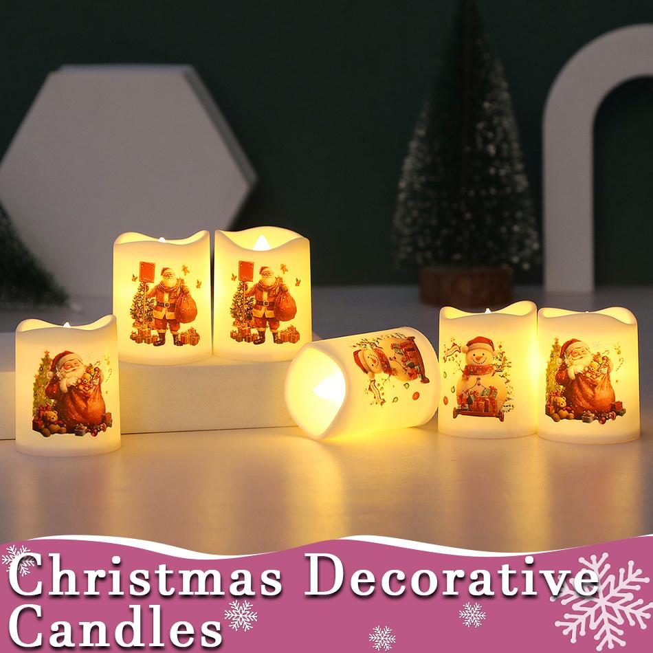 Xmas LED Candles Battery Operated Santa Claus Candles 6PCS Xmas Candles Desktop Ornaments Designed For Holiday Home Decor Present