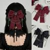 Fermaglio per capelli Punk con fiocco e decorazioni a catena, ciondolo a stella, forcina per capelli per donne e ragazze adolescenti, da indossare per eventi anime e raduni