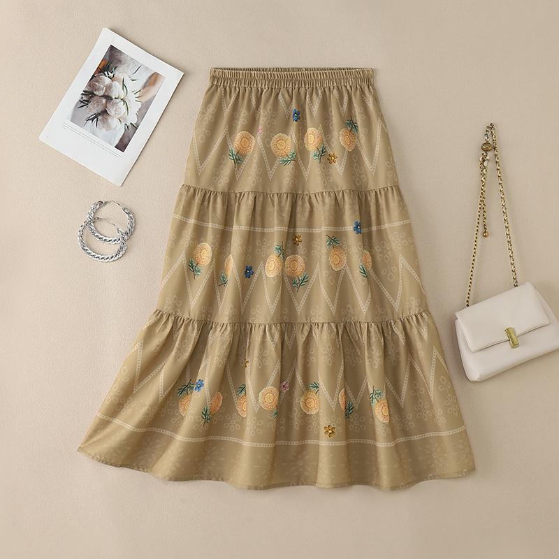 

ZANZEA Женские летние свободные повседневные юбки с цветочным принтом 5XL хаки