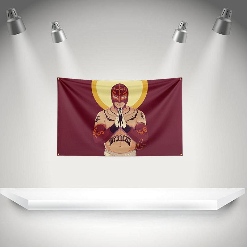 Rrey Mysterios Flag Boxer Banner 3x5ft With Brass Grommets Hd Printing Tapestry Exhibition Boxer Sports Fans Garage Decor