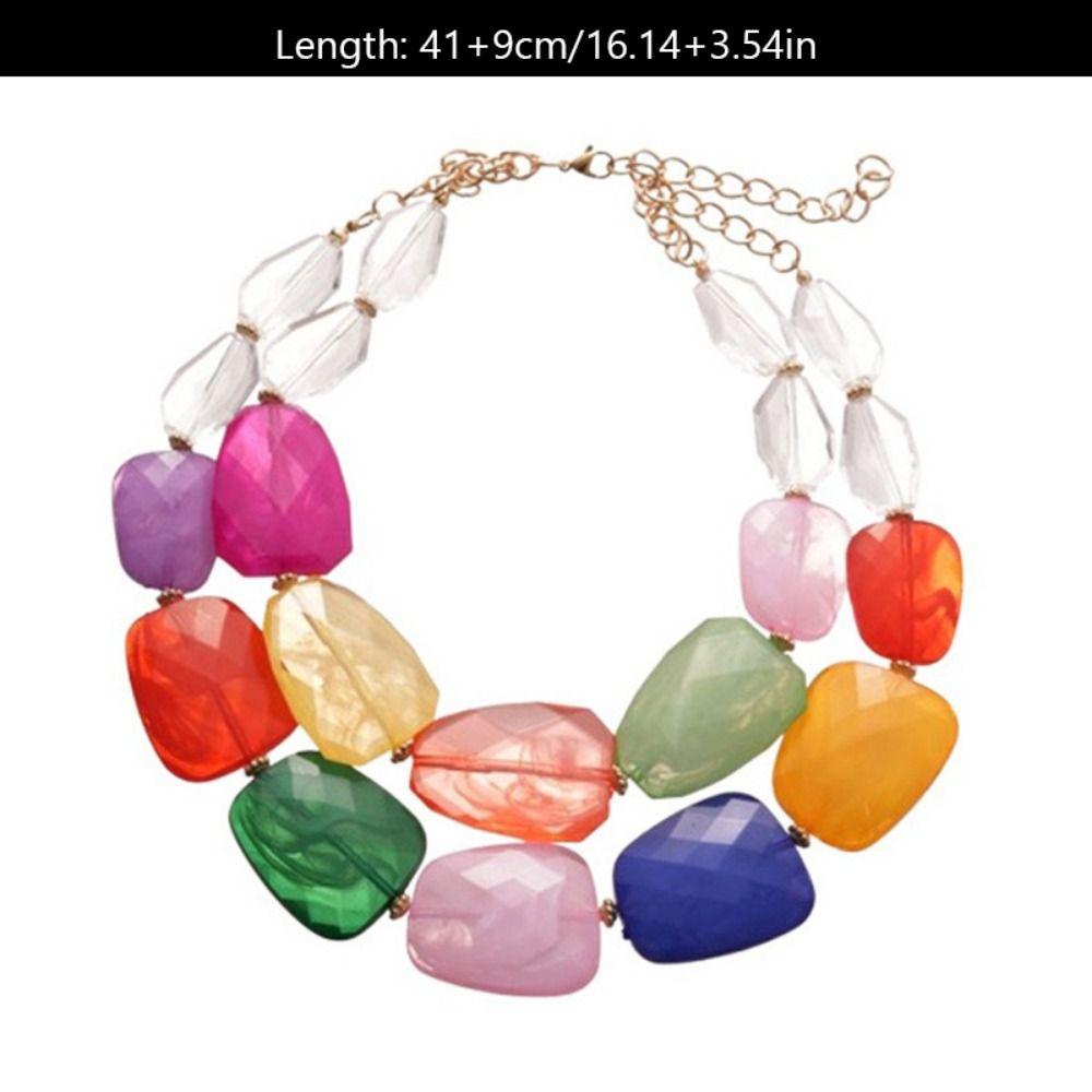 Irregular Acrylic Beaded Double-layer Necklace Exaggerated Clavicle Chain Beaded Necklace  Gift