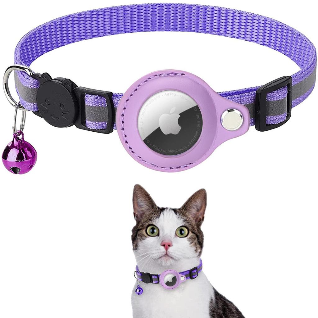 Apple Airtag Pet Locator Collar with Reflective Bell - Anti-Loss Protective Case for Cats