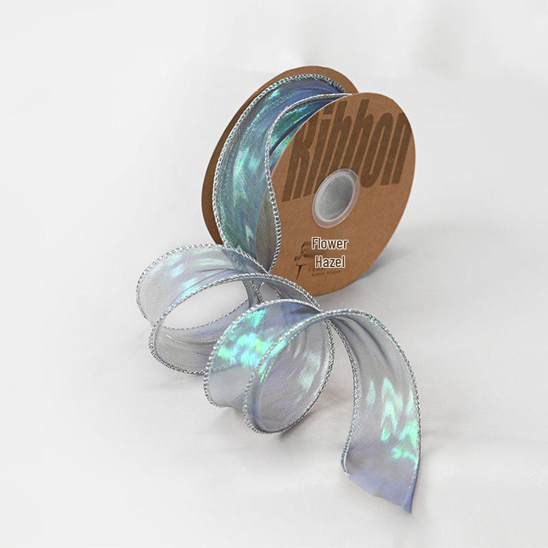 Iridescent Pearl Wave Silk Ribbon: Fishtail Yarn for Floral Arrangements & Decorations