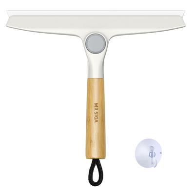 Drehbarer Silikonabzieher Saugfuß Bambusgriff für W25 x MR.SIGA (mit Haken) Badezimmer, Spiegel, Fenster, ca.. H20,5cm