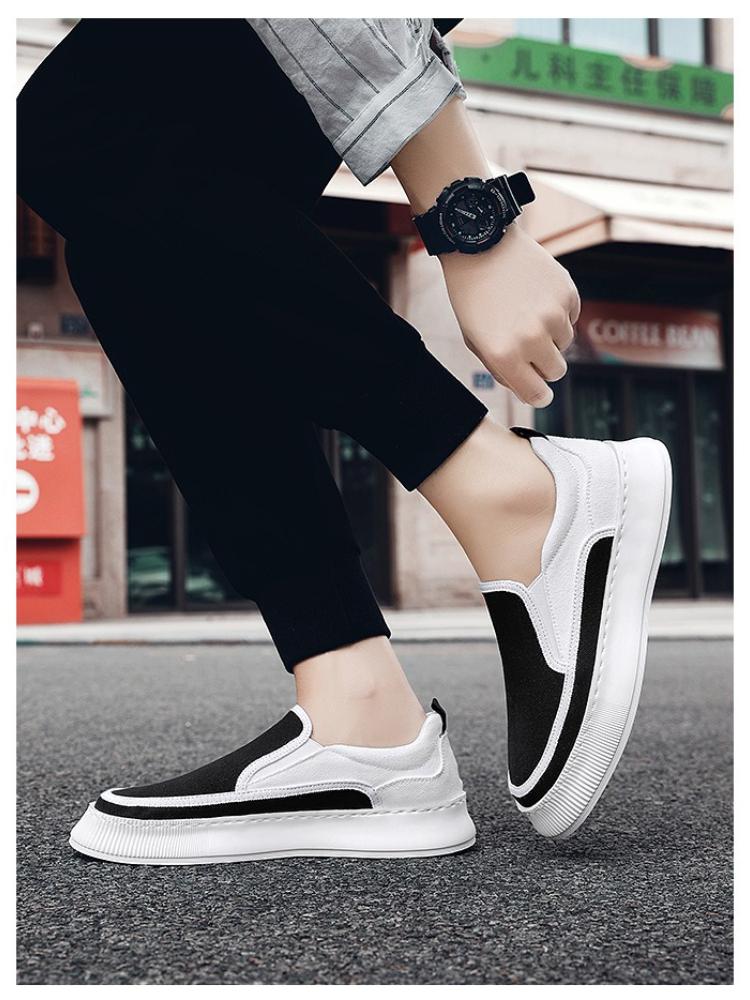 Mode 2025 Neue Herren Canvas Slip-On Sneaker Herbst Plateausohle Rutschfest Leichtgewichtige Freizeitschuhe Atmungsaktiv Flach Bequem zum Laufen