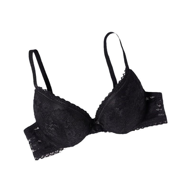 Small Breasts Thin Cup Gathering Underwear Female Sexy Lace Triangle Cup Bra Showing Large Side Closing Steel Ring Bra Wholesale