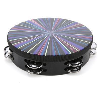 Tamburină de mână, cu două rânduri, percuție, piele de tobă din poliester, din lemn masiv Instrument 8?Raze colorate
