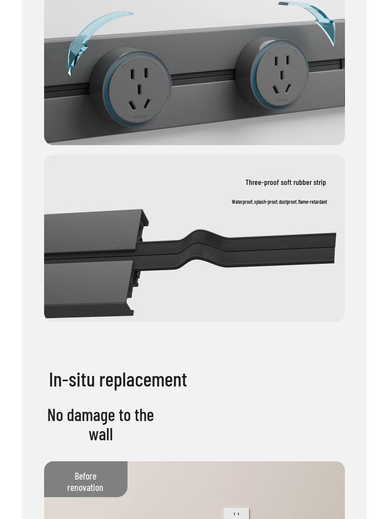 Movable Surface-Mounted Wireless Track Socket for Kitchen Island