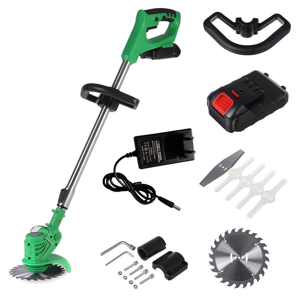 650W 1Battery 1Charger Green Rechargeable Wireless Grass Trimmer Adjustable Electric Garden Push Lawnmower Lawn Mower