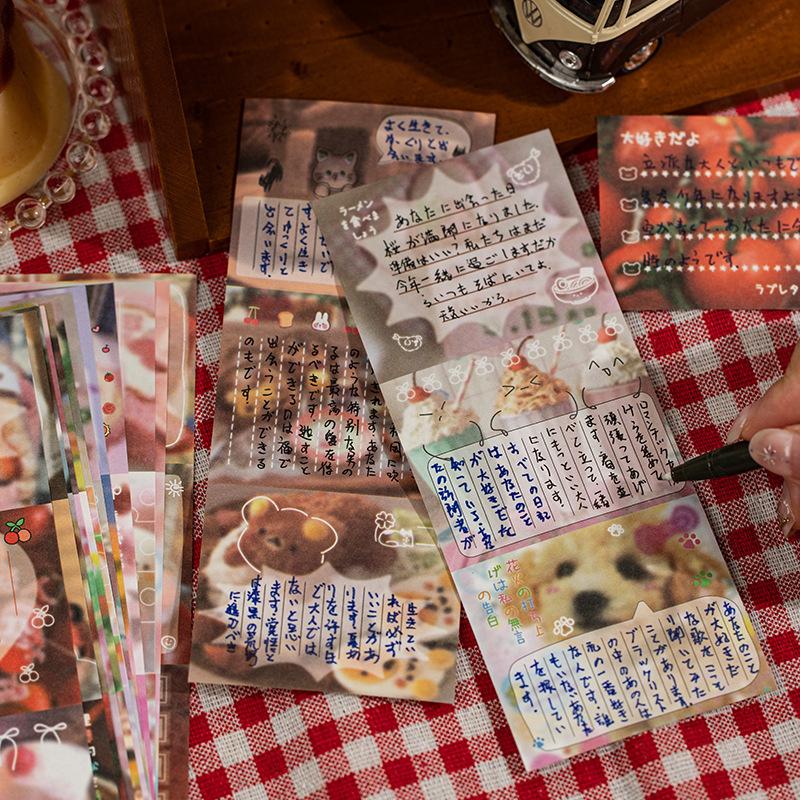 40pcs/pack Cute Retro Y2K Memo Pads Message Paper Notebook Journal DIY Material Decoration Base Note Paper Japanese Stationery