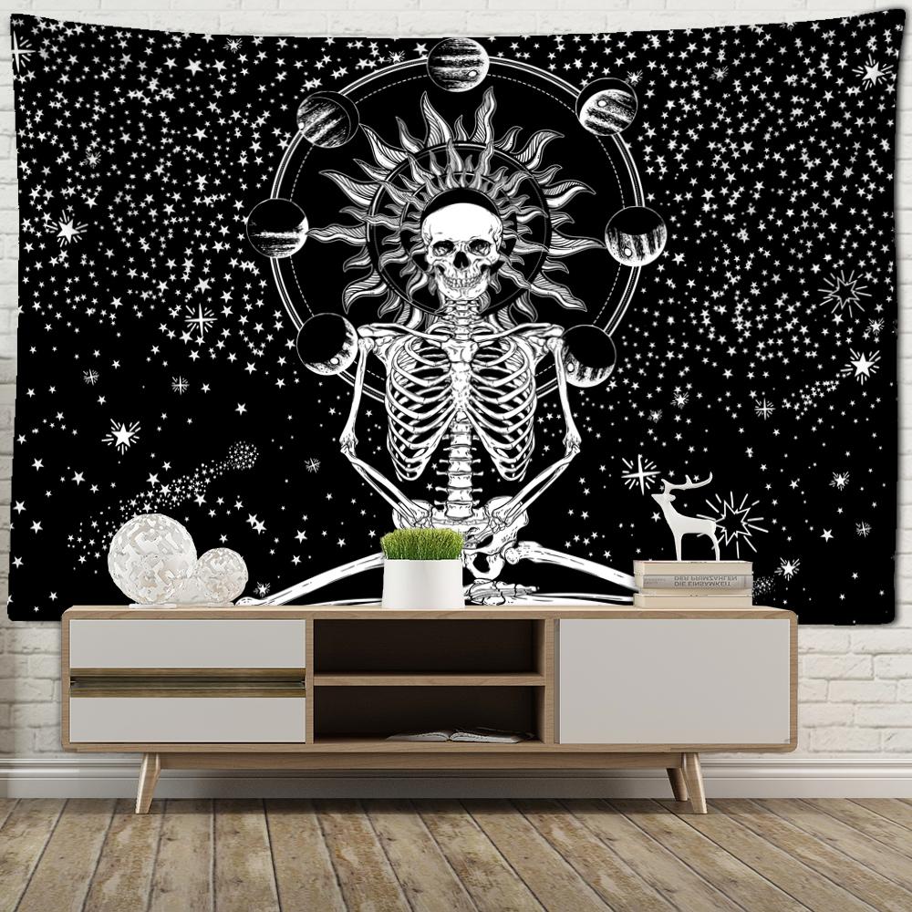 Planet Skull Frame Tapestry Wall Hanging Dark Hippie Tapies Psychedelic Witchcraft Living Room Home Decor